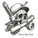 Skull, wrote train trust no one tattoo design idea