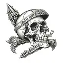 Skull, wrote train trust no one tattoo design idea
