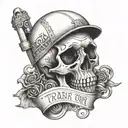 Skull, wrote train trust no one tattoo design idea