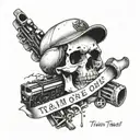 Skull, wrote train trust no one tattoo design idea