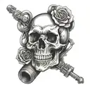 Skull, wrote train trust no one tattoo design idea