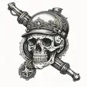 Skull, wrote train trust no one tattoo design idea