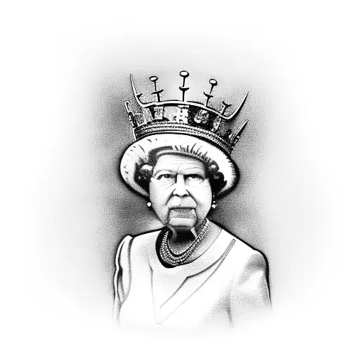 Old cup of tea with cards revealing the queen tattoo design idea