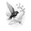 blackbird ilustration  tattoo design idea