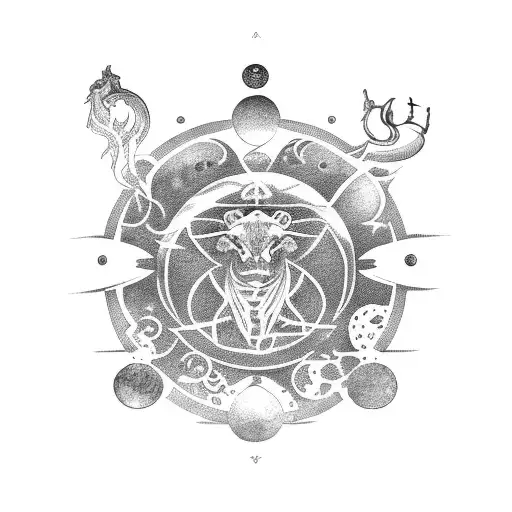 keeper but with my big three in astrology: Leo sun, scorpio moon, aries raising tattoo design idea