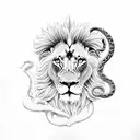 Lion and snake fighting.  tattoo design idea