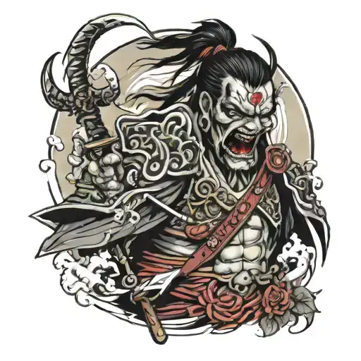 warrior samurai zombie tattoo design idea