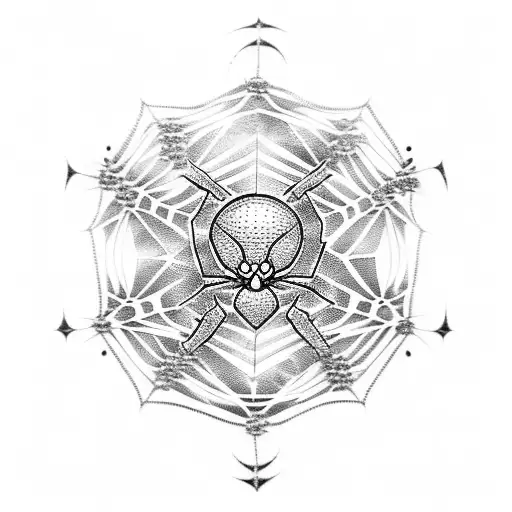 A tribal-inspired spiderweb with One Piece characters trapped inside tattoo design idea