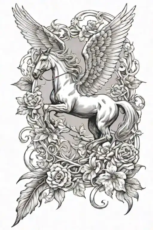 Pegasus and dragonfly on going down back tattoo tattoo design idea