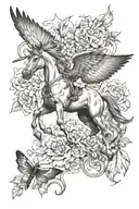 Pegasus and dragonfly on going down back tattoo tattoo design idea