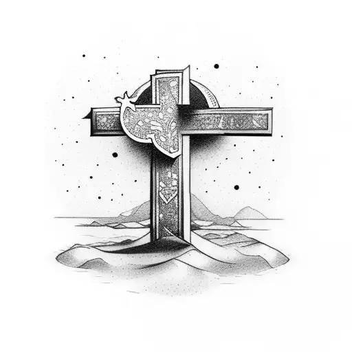 cross with the words I couldn't it alone  tattoo design idea