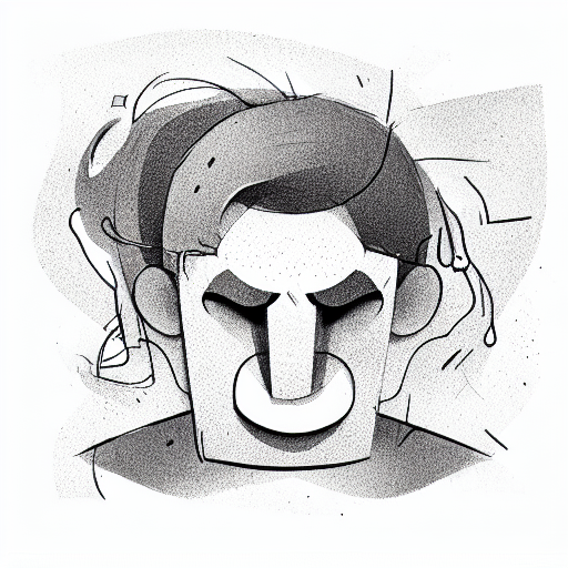 a man that is sad wearing a happy mask blocking half of his face  tattoo design idea
