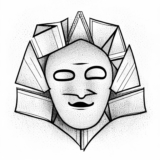 a sad man behind a mask that is happy tattoo design idea