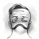 a man that is sad wearing a happy mask blocking half of his face  tattoo design idea