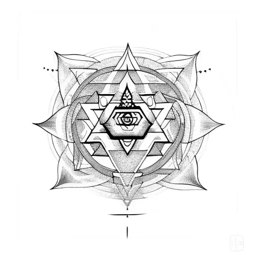 3 heads of shiva with sri yantra.  tattoo design idea