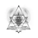 3 heads of shiva in front of sri yantra.  tattoo design idea