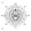 3 heads of shiva in front of sri yantra.  tattoo design idea
