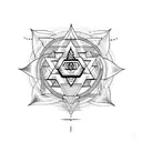 3 heads of shiva with sri yantra.  tattoo design idea