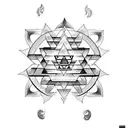 3 heads of shiva with sri yantra.  tattoo design idea