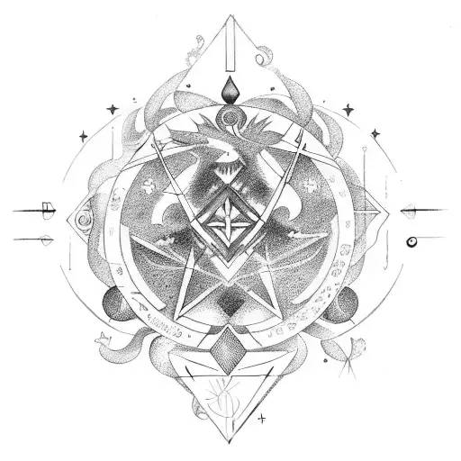 A shamanic symbol incorporating elements of astrology and mythology tattoo design idea