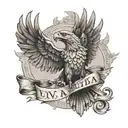 viva la libertà written around roman empire eagle flying tattoo design idea