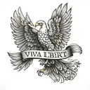 viva la libertà written around roman empire eagle flying tattoo design idea