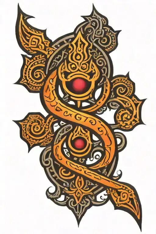 trishul and aum symbol tattoo design idea
