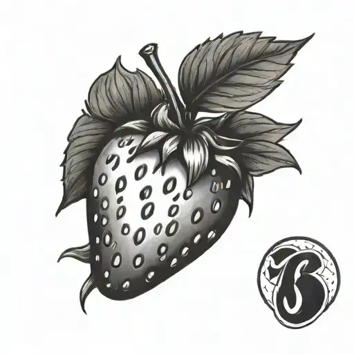 semi colon strawberry  tattoo design idea