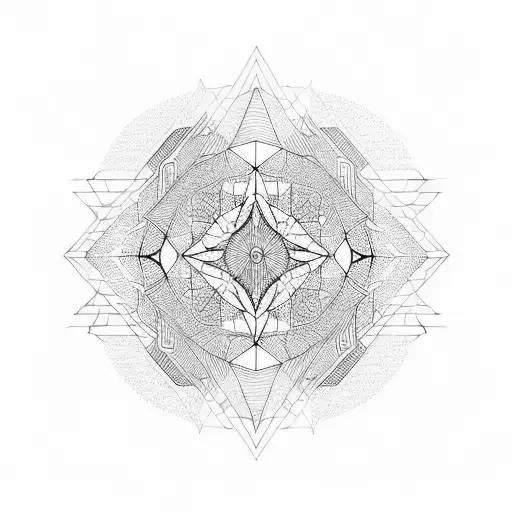 geometric patterns devided by blank lines sleeve tattoo design idea