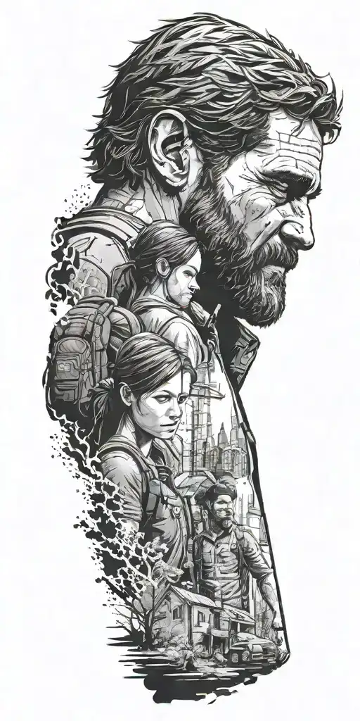 the last of us ellie and joel tattoo design idea