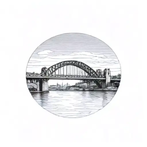 Tyne bridge Newcastle quayside sunset tattoo design idea