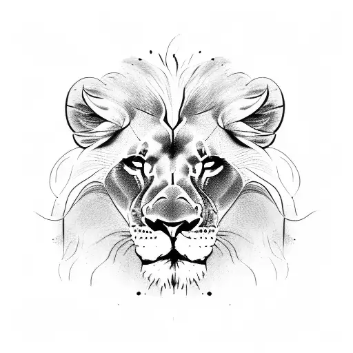 lion with cub tattoo design idea