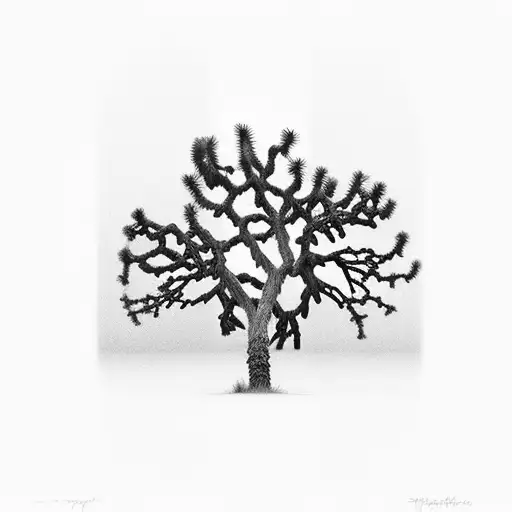 a Joshua tree in the style of Dr Woo tattoo design idea