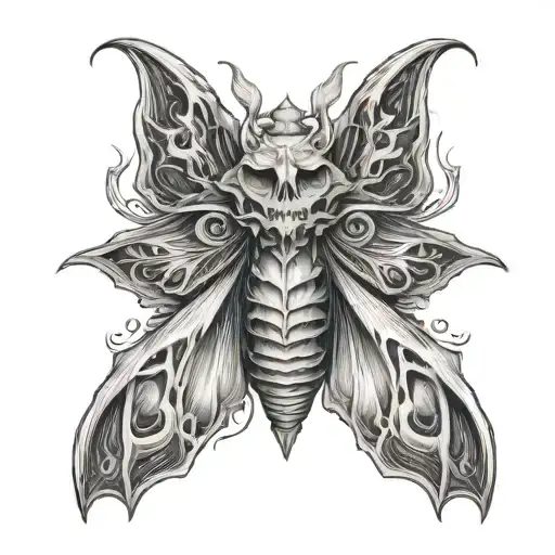 A tattoo design of a death bat morphing into a Bray Wyatt moth, representing the client's dark interests and passions tattoo design idea