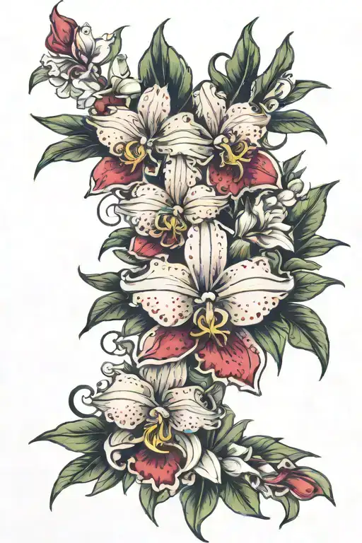 Layla & Cattleya flowers tattoo design idea
