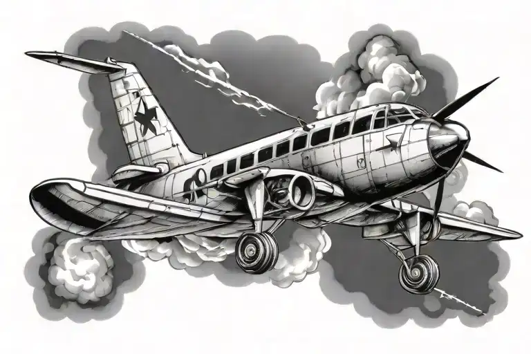 aircraft flying tattoo design idea