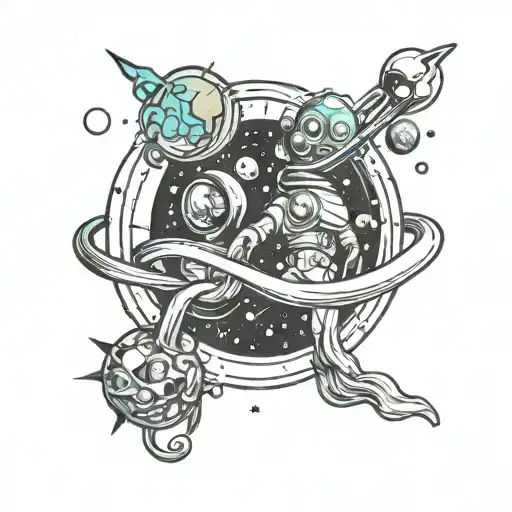 space. sea. universe. life. infinity. husband and wife tattoo design idea