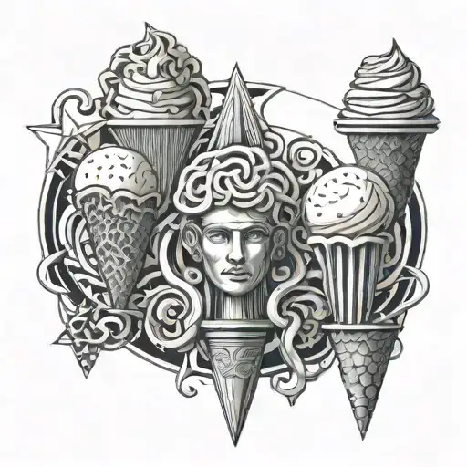 ice cream. Medusa. ring. world. sea tattoo design idea