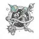 space. sea. universe. life. infinity. husband and wife tattoo design idea