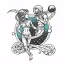 space. sea. universe. life. infinity. husband and wife tattoo design idea
