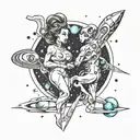 space. sea. universe. life. infinity. husband and wife tattoo design idea