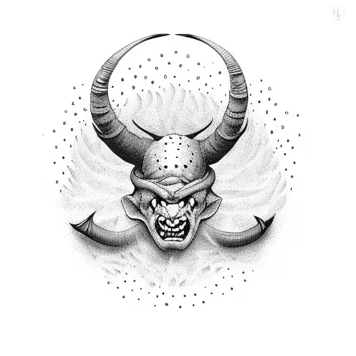 buffoon devil dance tattoo design idea