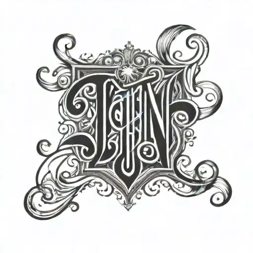 JOHN in b/w cursive letters  tattoo design idea