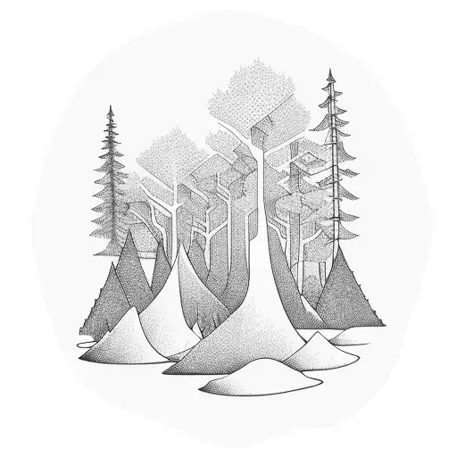 Forest mixed with a mountain tattoo design idea