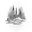 Forest mixed with a mountain tattoo design idea