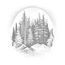 Forest mixed with a mountain tattoo design idea