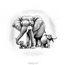 ethreal elephant with family tree, balance tattoo tattoo design idea