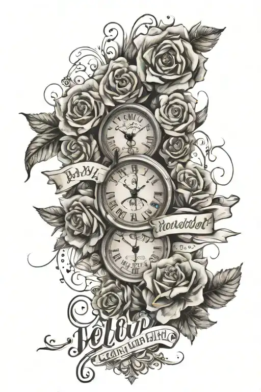 baby name writte with his birthday date and time  tattoo design idea