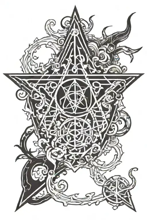 abstarct aggrogoth sigil style tattoo design idea