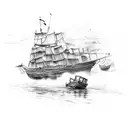 burning boats tattoo design idea